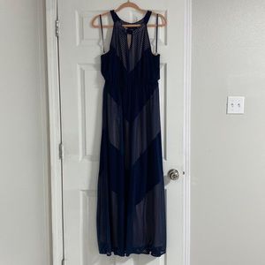 Beautiful sleeveless blue and nude dress.